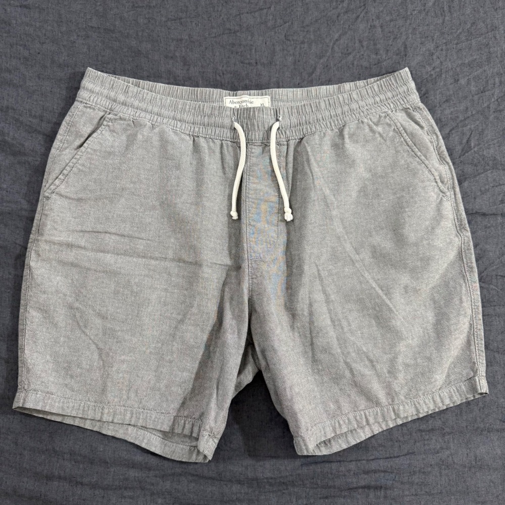 Abercrombie & Fitch Shorts XL Grey Elastic Waist Drawstring Cotton Casual